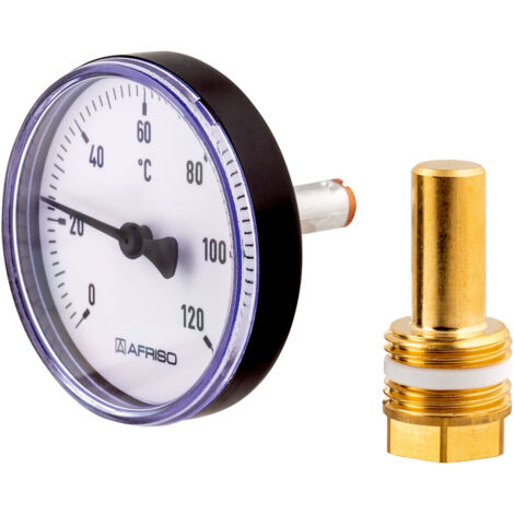 Afriso Bimetall Thermometer mit Tauchhülse 1/2 AG Ø 80mm Länge 40mm 63706