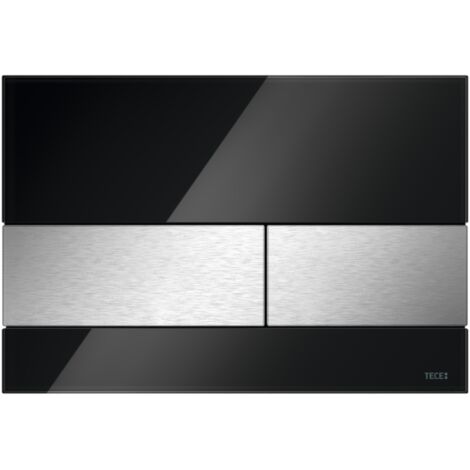 TECE WC-Betätigungsplatte TECEsquare Glas für Zweimengentechnik, Glas schwarz, Tasten Edelstahl 9240