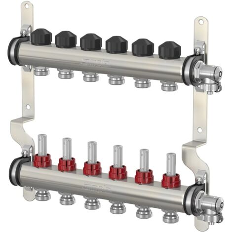 Simplex Verteiler Edelstahl 1'' für FBH 6 Kr.,m.Durchflusseinsätzen 0-5 l/min. F18515