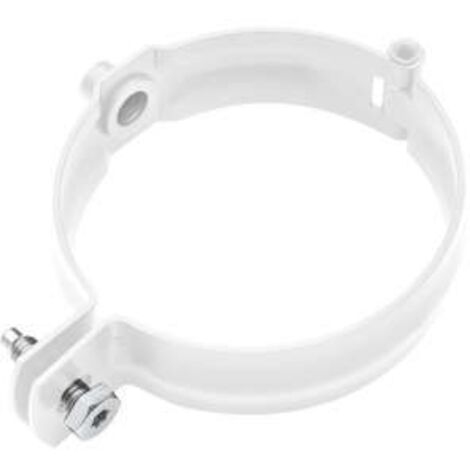 GRÖMO ALUSTAR Fallrohrschelle Weiß ø80 mit Gewindemutter M10, SX (glatt), 83844