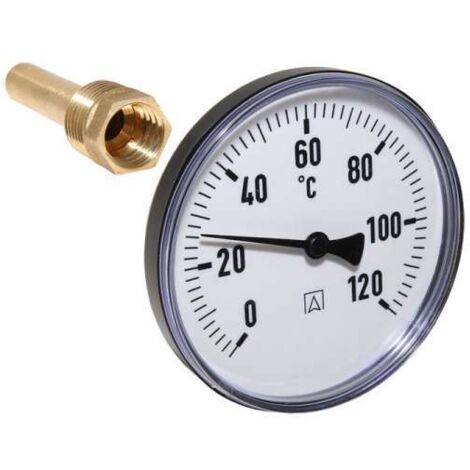 Afriso Bimetall Thermometer mit Tauchhülse 1/2 AG Ø 100mm Länge 63mm 63695