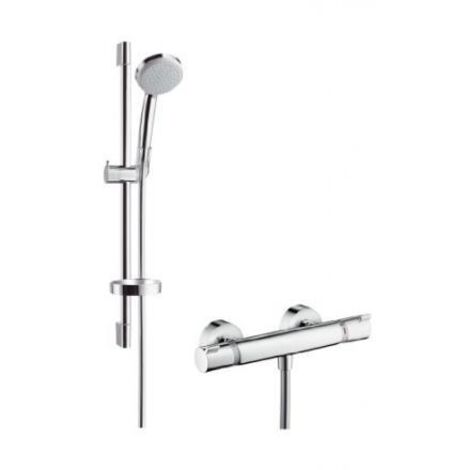 Hansgrohe Croma 100 - Duschset Vario mit Thermostatbatterie, 3 Strahlen, verchromt 27034000