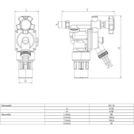 SYR Systemtrenner Füllarmatur STBA Typ 400 mit Schlauchanschluss u.Absperrung DN15 10bar 6625.15.004