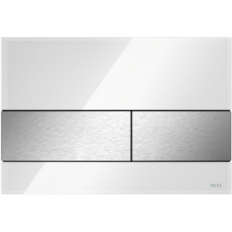 TECE WC-Betätigungsplatte TECEsquare Glas für Zweimengentechnik, Glas weiß, Tasten Edelstahl 9240801