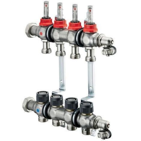 OVENTROP Verteiler Edelstahl 1'' für FBH 10 Kr.,m.Durchflusseinsätzen 0-5 l/min. 1405360