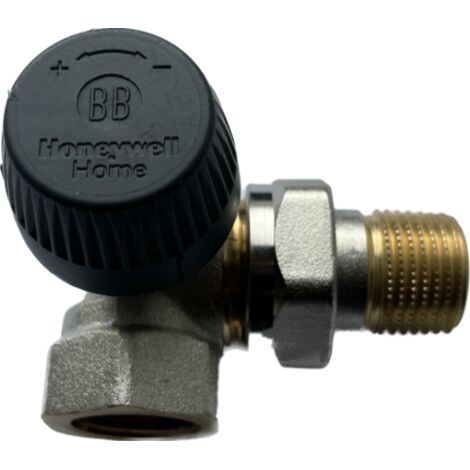 Honeywell Thermostatventil BB Stand. MS vernickelt links winkeleck 1/2'' M30x1,5 V2000LBB15