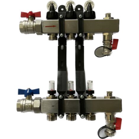 Taconova TacoSys High End Heizkreisverteiler 3 Kreise Edelstahl Verteiler für Fußbodenheizung