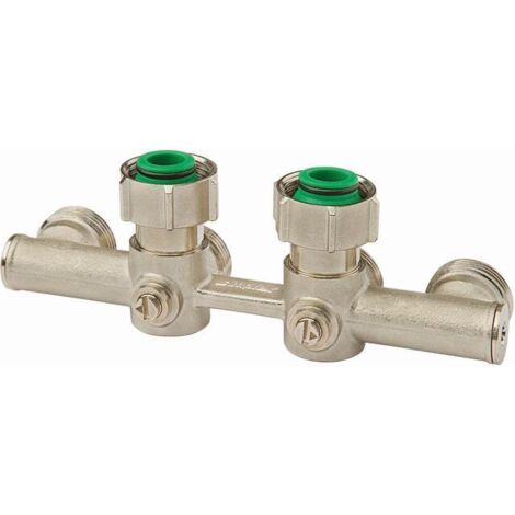 Simplex 4-fach Hahnblock Eck abgewinkelt für Heizkörper mit Eurokonus 3/4 AG F10449
