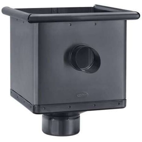 GRÖMO ALUSTAR Wasserfangkasten Anthrazit ø100 kubisch exzentrisch mit Überlauf, SX (glatt), 82841