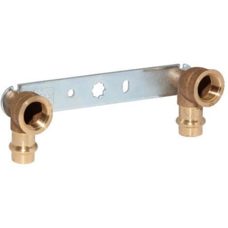 Viega Sanpress Montageeinheit Winkel Rotguss kurz mit SC 15xRp1/2'' Stichmaß 150mm 308681