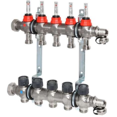 OVENTROP Verteiler Edelstahl 1'' für FBH 5 Kr.,m.Durchflusseinsätzen 0-5 l/min. 1406355
