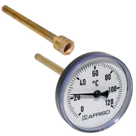 Afriso Bimetall Thermometer mit Tauchhülse 1/2 AG Ø 80mm Länge 150mm 63717