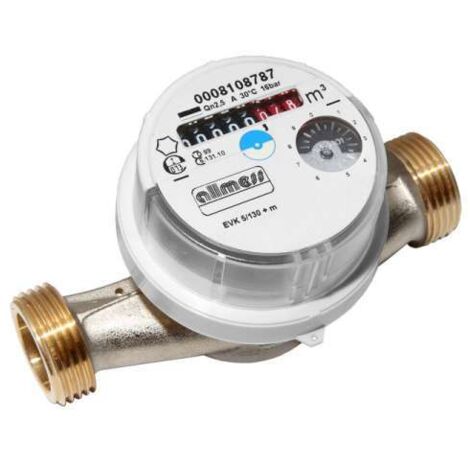 Allmess Universal VSystem Wasserzähler kalt warm Wohnungswasserzähler verchromt QN 2,5 130mm EJ 2025