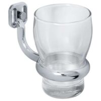 Perfetto 2 Zahnputzbecherhalter mit Glas (klar), Messing massiv, PERF-GH2 verchromt