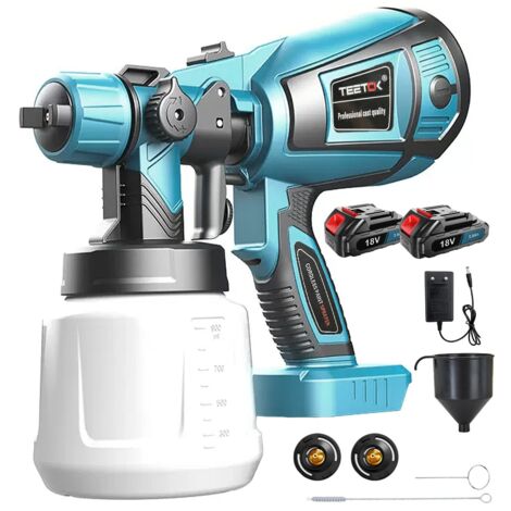 Pistolet à peinture électrique HVLP 500 W, haute puissance, avec 3 buses, différents jets et débit réglable, réservoir amovible de 1000 ml, facile à nettoyer, idéal pour les travaux de bricolage, bleu (1/5)