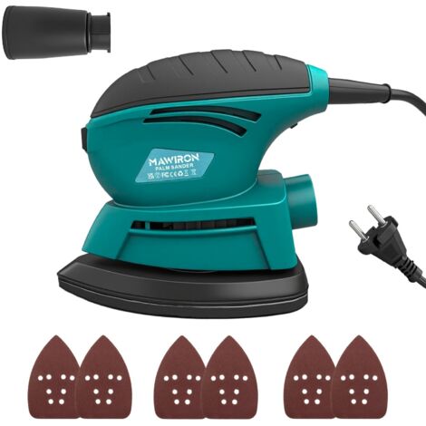 Ponceuse orbitale aléatoire, ponceuse électrique à paume de 13 000 tr/min avec vitesses variables, moteur puissant, 6 papiers abrasifs et sac de récupération de poussière efficace, pour le travail du