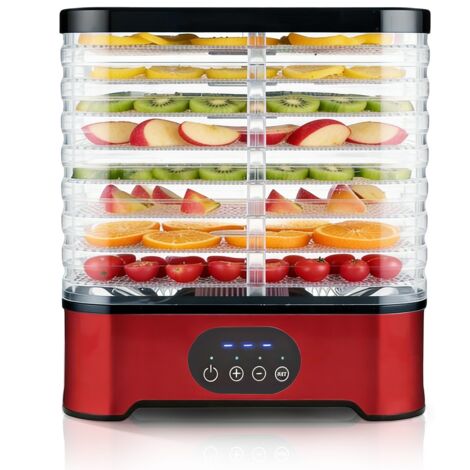 Dörrgerät für getrocknetes Fleisch und Obst, 8 BPA-freie Einschübe, 72-Stunden-Timer und Temperaturregelung bis 21 °C (70 °F), 200 W. Ideal für Kräuter, Gemüse und Fleisch. (1/5)