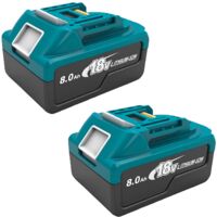 Lot de 2 batteries de remplacement au lithium 18 V 8000 mAh, compatibles avec les batteries Makita 18 V 8,0 Ah BL1860, BL1850, BL1840 et BL1830