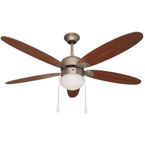 Ventilatore da soffitto 132 cm 5 pale – Colore marrone – Funzione reversibile – Comando a cordicella – Luce integrata – Westim (1/6)