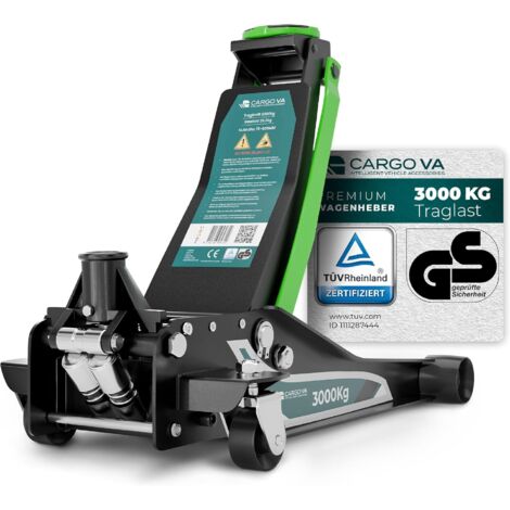 CargoVA Wagenheber Hydraulisch 3T - TÜV Zertifiziert 75-505 mm Hubhöhe, Wagenheber SUV inkl Gummiauflage, Profi Rangierwagenheber Hydraulischer perfekt für die Heimwerkstatt