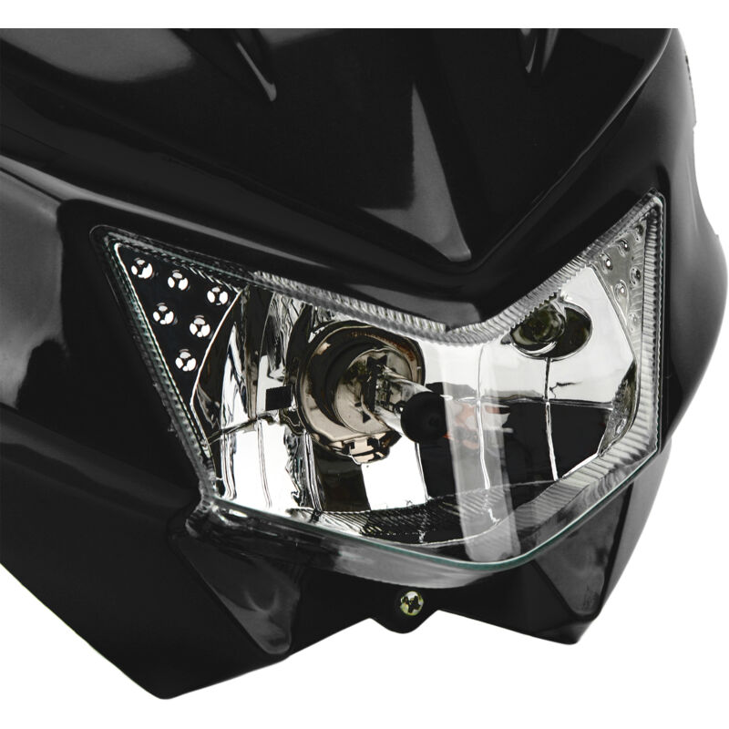 Phare Avant Moto H4 12V 35W - Masque Carénage LED Universel Tout-Terrain Noir/Blanc/Vert/Bleu