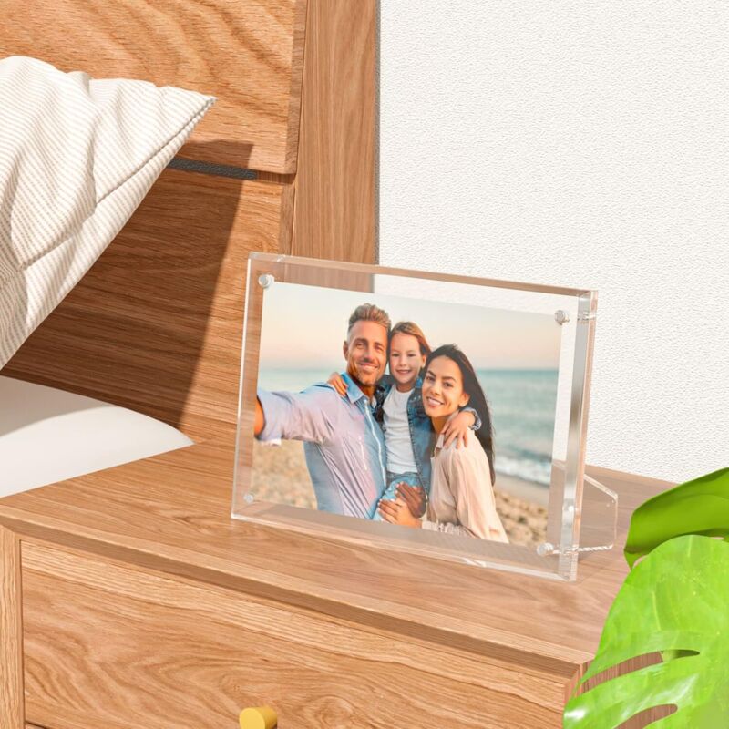 Cadre Photo En Verre 20 X 25Cm, Lot De 3 Cadre Photo Mural Moderne Argenté, Vertical Ou Suspendu