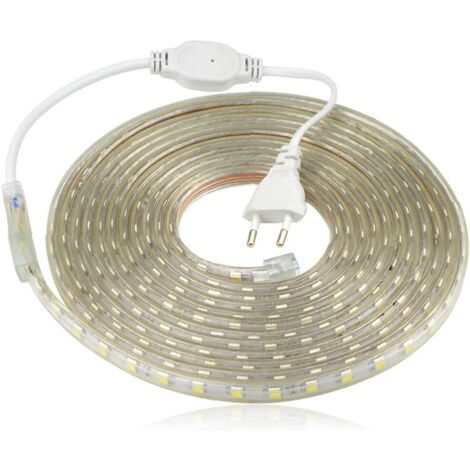Ersandy – Ruban LED étanche 220V – Blanc chaud 5050 IP65 – Longueur 6m pour éclairage intérieur et extérieur – Installation rapide sans transformateur