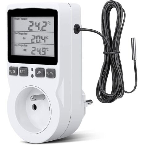 Regulateur Température Numérique, Prise Thermostat Chauffage Refroidissement Regulateur De Temperature Lcd, 230v Pour Régulateur Température Ferme à Effet Serre/Thermostat Terrarium(prise)