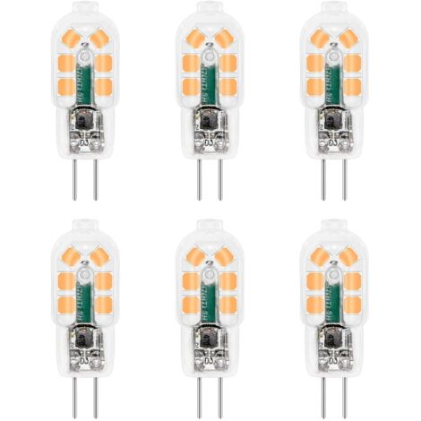 Ampoule G4 LED 12V 2W Blanc Chaud 3000K, 200lm, Équivalent Lampe Halogène G4 10W 20W, non-dimmable, Bi-pin G4 12V LED AC DC pour Lustre, Lampe de Table, lot de 6 [Classe énergétique F] (1/5)