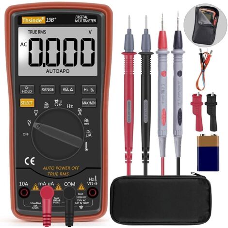 Test multimètre à réglage automatique pour la température, tension AC/DC, courant, résistance, continuité, capacité, fréquence, transistors à diodes (1/5)