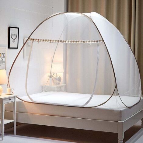 Moustiquaire de Lit Pliable Pop Up Grand Moustiquaire Tente en Forme de Dôme Porte Simple Camping Mosquito Rideau Facile à Installer pour Chambre à Coucher (1/5)