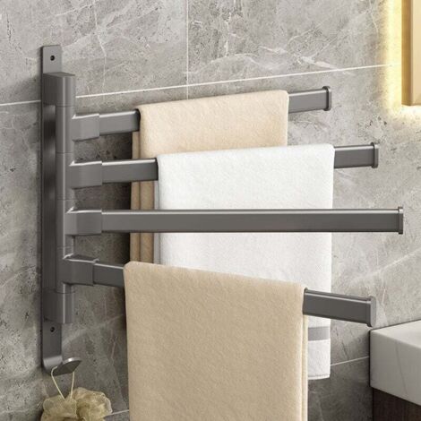Porte-serviettes rotatif noir, sans perçage, mural, coin serviette de salle de bain, tige d'angle avec 3 bras..DEBUNS (1/5)