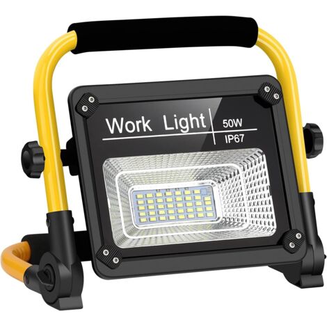 Projecteur LED rechargeable 50W étanche IP65 – Lampe de travail avec 2 modes d'éclairage – Support réglable 180° – Câble USB inclus (1/5)