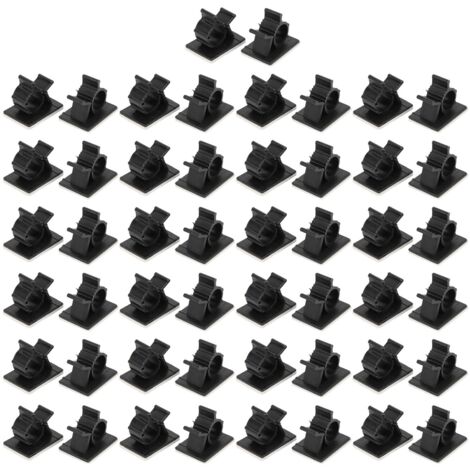Jeffergarden Clips de gestion de câbles, 50 pièces, adhésifs réglables, organisateur de pinces de câbles en fil de Nylon, noir (1/5)