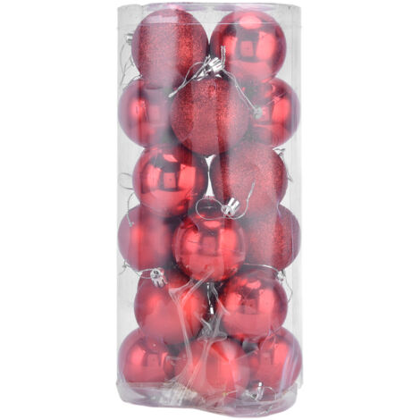 Jeffergarden Boule d'arbre de nol 24 pièces, 6cm, décoration scintillante, ornement pour maison, fête, bureau, rouge (1/5)