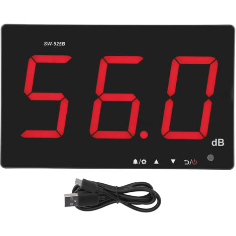Jeffergarden Sonomètre avec écran LCD de 9.6 pouces, réponse rapide, 30 à 130db, lecteur de décibels de bruit à montage mural, pour salle de classe, maison, rue (1/5)