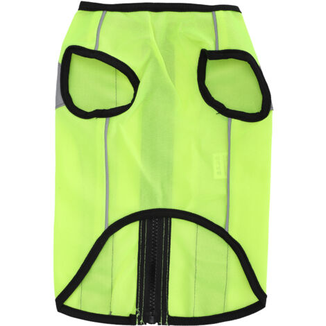 Jeffergarden Vêtements de sécurité de nuit pour animaux de compagnie, veste brillante, gilet léger réfléchissant, fermeture éclair pour chiens, vert fluorescent S (1/5)