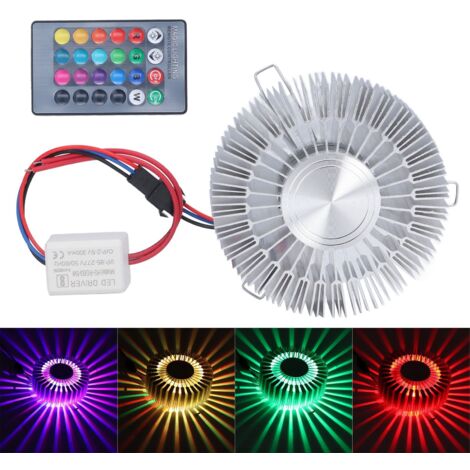 GARRYFIZH Applique murale tournesol en aluminium 3W LED RGB avec télécommande pour chambre, table de chevet ou salon 85-277V (1/5)