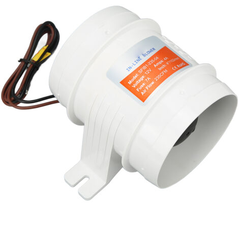 Jeffergarden Souffleur d'air de cale en ligne 4 pouces DC12V 235CFM ventilateur électrique marin en ligne à haut débit d'air pour camping-cars bateaux Yachts (1/5)
