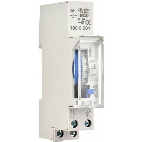 Minuterie mécanique de 24 heures Minuterie minimale de 15 minutes Montage sur rail Batterie intégrée, SUL180a AC220-240V Gris - SUL180a AC220-240V Gris,de DEBUNS (1/5)