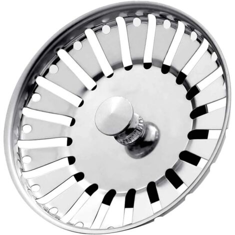 Bouchon de crépine d'évier de cuisine en acier inoxydable, crépine de panier à double fonction et bouchon Dimensionné pour les éviers britanniques Bouchon de vidange de crépine (diamètre : 84 mm) (1/5)