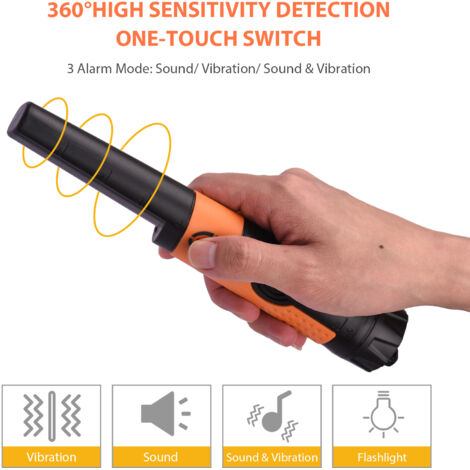 GARRYFIZH Détecteur de métaux Yuclam Pinpointer IP68 entièrement étanche, pointeur portable, sonde baguette, détecteurs de trésors, détecteurs de chasse avec buzzer commutable, vibration, batterie