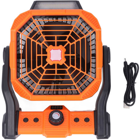 Jeffergarden – Mini ventilateur rechargeable 20000mAh – Lumière LED 3 niveaux – Pivot 120° – Régulation de vitesse continue – Pour camping et extérieur