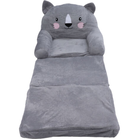 Jeffergarden Chaise pour enfant en bas ge, gris, Style dessin animé, pliable, poignée large, dossier Stable, canapé respirant pour bébé, pour la maison, chambre à coucher, 3 couches (1/5)