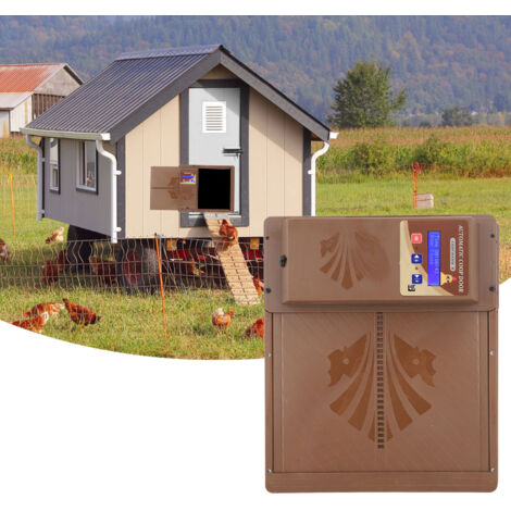 Jeffergarden Porte automatique pour poulailler alimentée par énergie solaire, Ouverture horizontale USB 3 en 1 avec minuterie, capteur de lumière, télécommande (1/5)