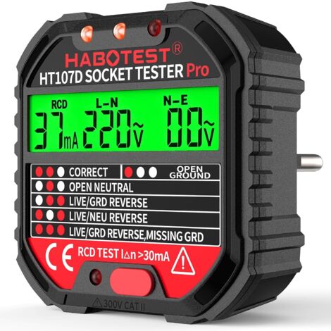 Testeur de prise, testeur de circuit de courant automatique, détecteur de tension de polarité 48-250 V, Huabo HT107E, HT107D et HT107B