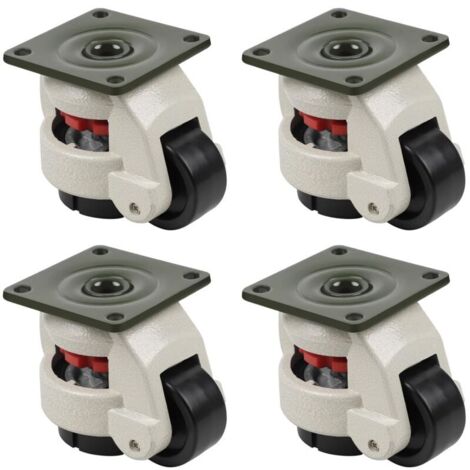 Lauwexe – Roulettes pivotantes 4 pièces – Capacité de charge 500 kg – Plaque support 5 mm – Rotation 360° – Pour établis et équipements lourds