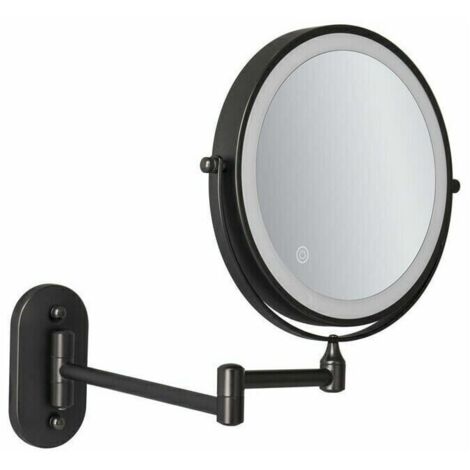Miroir mural LED 8'' rechargeable par USB grossissant avec 1X/5X, noir,de DEBUNS (1/5)