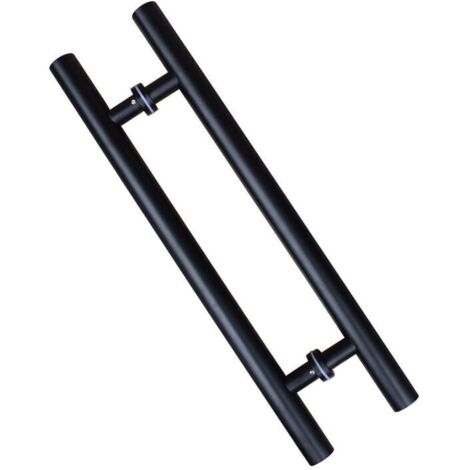 Poigne de porte coulissante, double face en forme de H, poigne de porte battante robuste, noire Longueur 600 mm Espacement des trous 400 mm