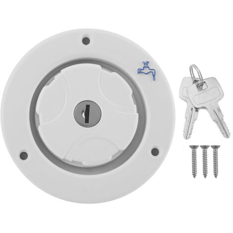 Jeffergarden Bouchon de remplissage de trappe étanche à verrouillage d'entrée d'eau douce par gravité avec 2 clés blanc pour camping-car caravane RV (1/5)